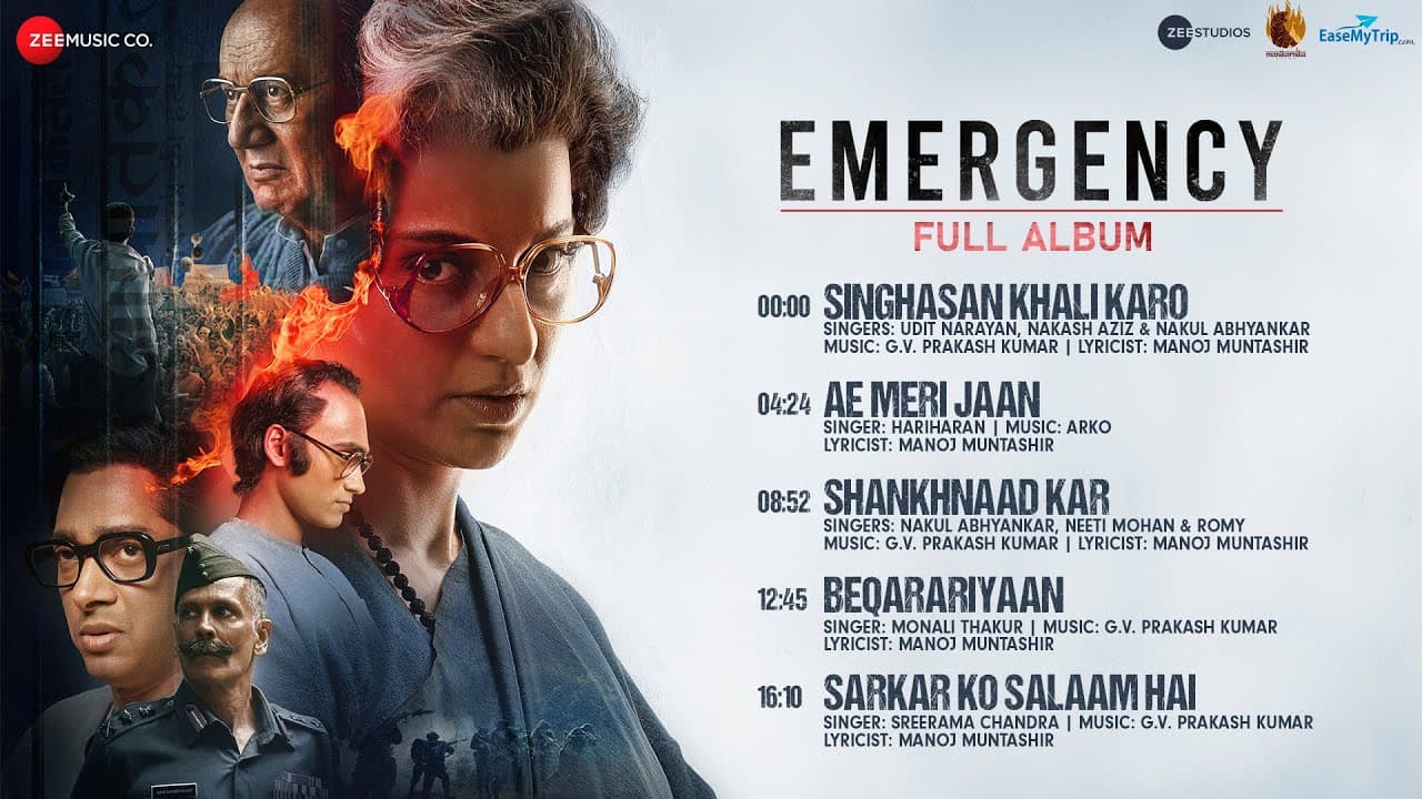 Emergency - Full Album | Kangana Ranaut, Anupam Kher, Shreyas Talpade | GV Prakash, Arko, Manoj M