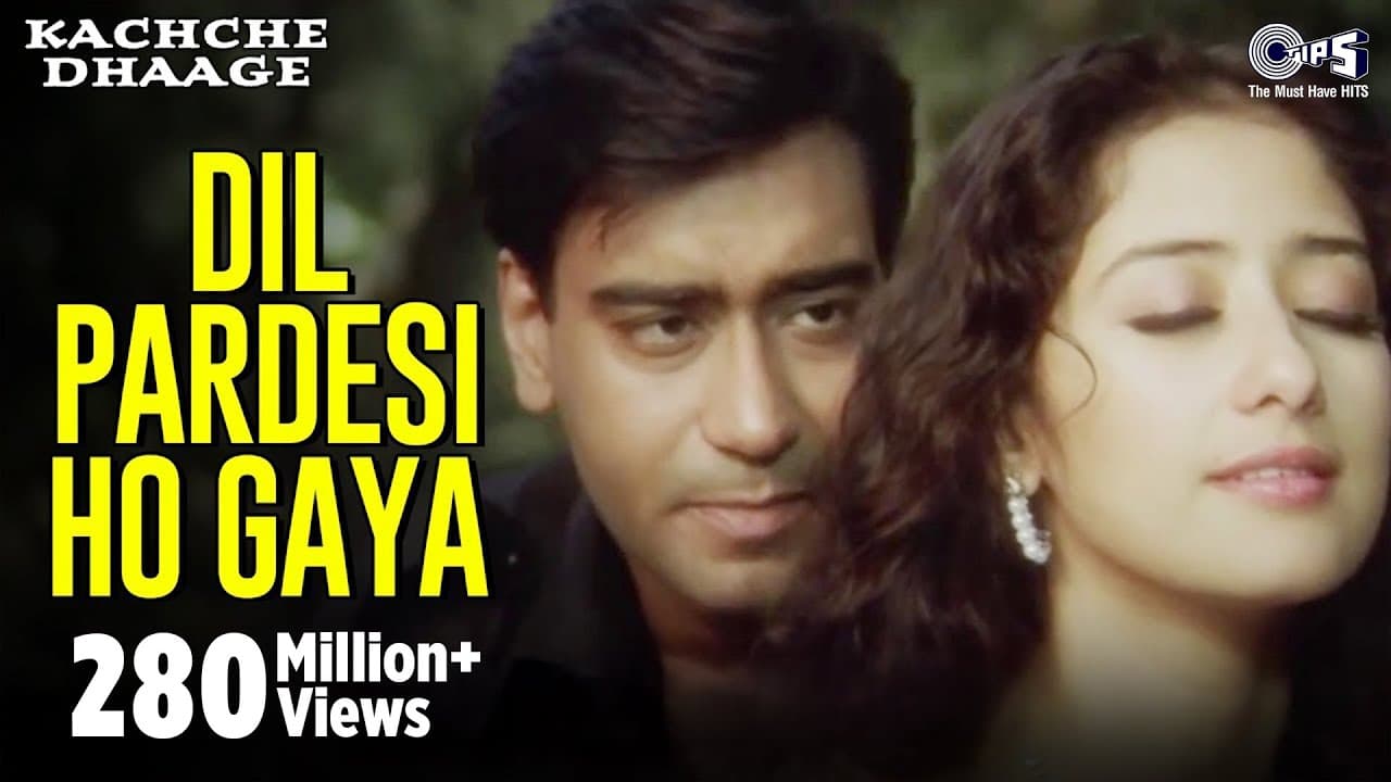 Dil Pardesi Ho Gaya | Kachche Dhaage | Lata Mangeshkar, Kumar Sanu | Ajay, Manisha | 90's Evergreen