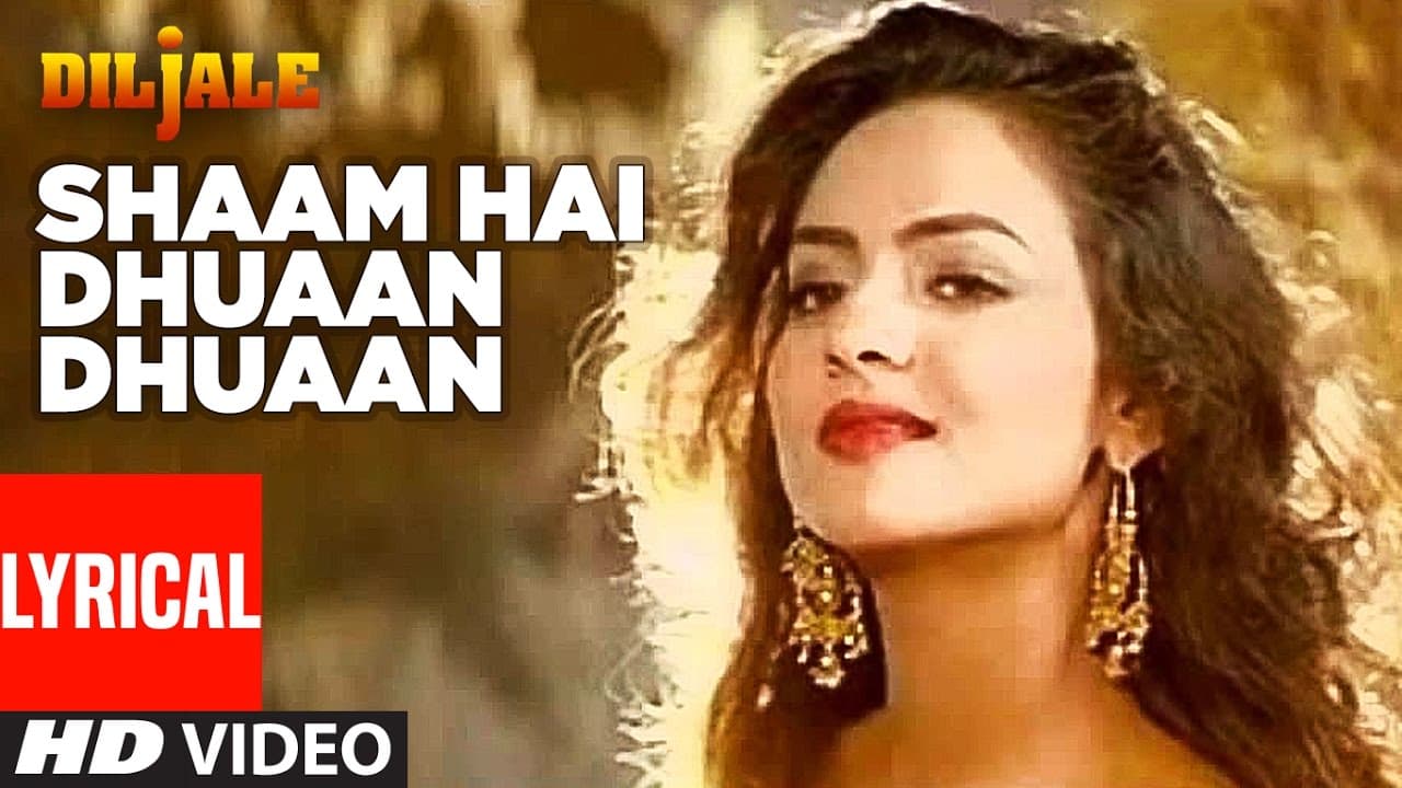 Shaam Hai Dhuaan Dhuaan Lyrical Video | Diljale | Ajay Devgan | Madhoo | Poornima
