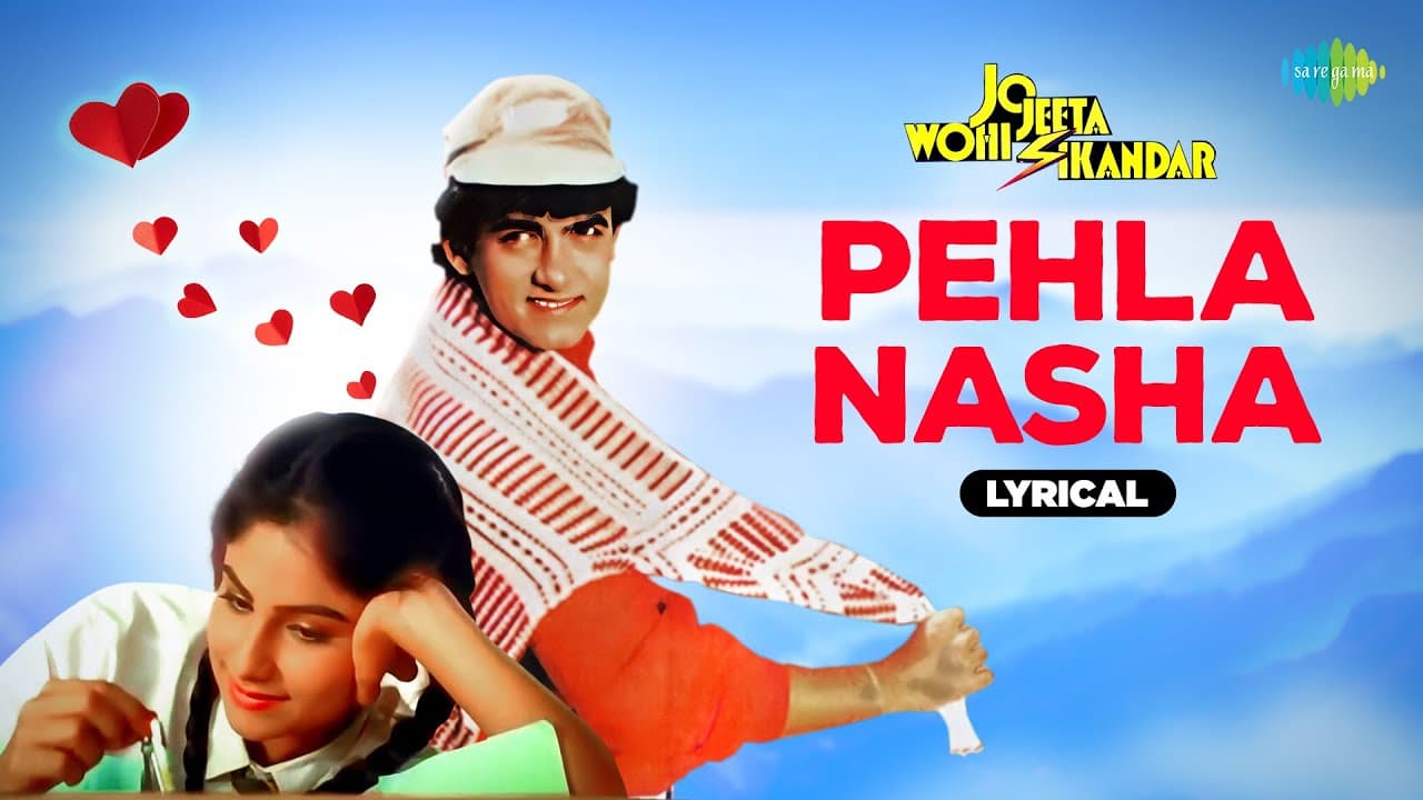 Pehla Nasha - Lyrical | Aamir Khan | Sadhana Sargam | Udit Narayan |  Valentine's Day Love Song