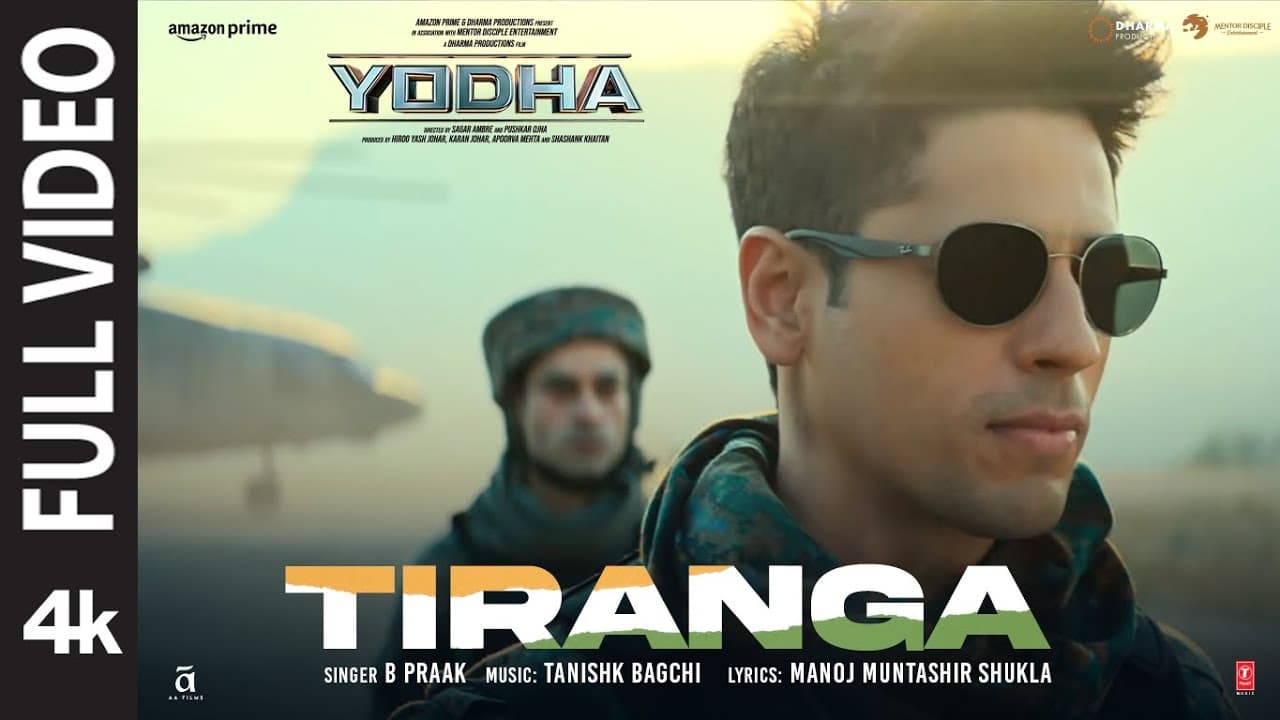 YODHA: Tiranga (Full Video) Sidharth Malhotra, Raashii Khanna | Tanishk Bagchi, B Praak | Manoj M