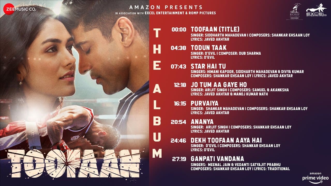 Toofaan - The Album | Farhan Akhtar & Mrunal Thakur | Shankar Ehsaan Loy | Javed Akhtar